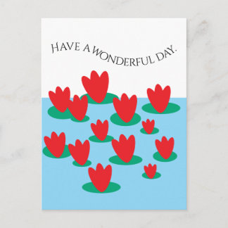 Flowers on a pond postcard