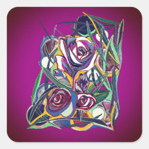 Flowers , on a purple background square sticker