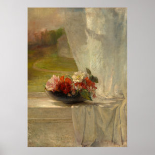 Flowers on a Window Ledge by John La Farge Poster
