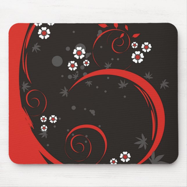 Flowers on Black - Mousepad (Front)