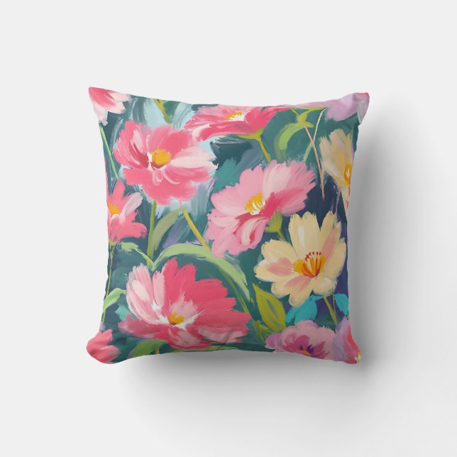 Flowers on Blue Cushion (Front)