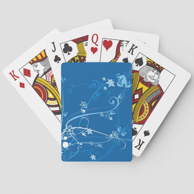 Flowers on Blue Playing Cards (Back)
