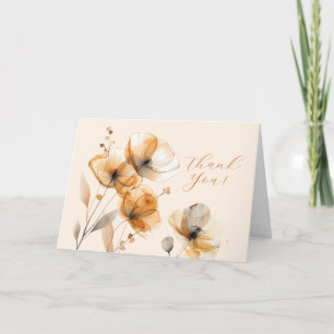 Flowers on Creme, Your Logo, QR Code, Bus. Name Thank You Card