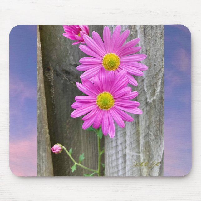 Flowers on fence mouse pad.  pad (Front)