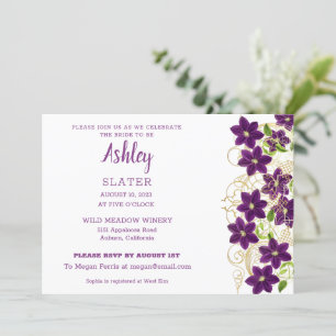 Flowers on Gold Trellis Bridal Shower Invitation