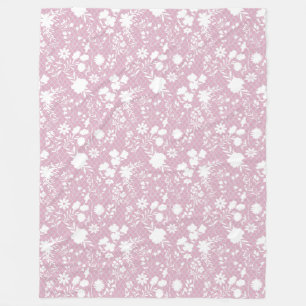 Flowers on net 01.bx4 Lpink BG  Fleece Blanket
