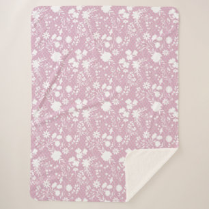 Flowers on net 01.bx4 Lpink BG Sherpa Blanket