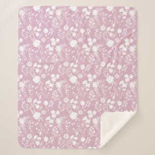 Flowers on net 01.bx4 Lpink BG Sherpa Blanket