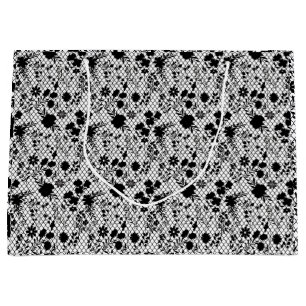 Flowers on net 01.wx4 White BG Large Gift Bag