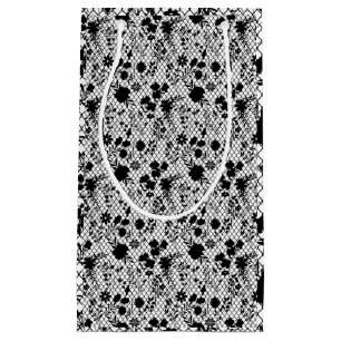 Flowers on net 01.wx4 White BG Small Gift Bag