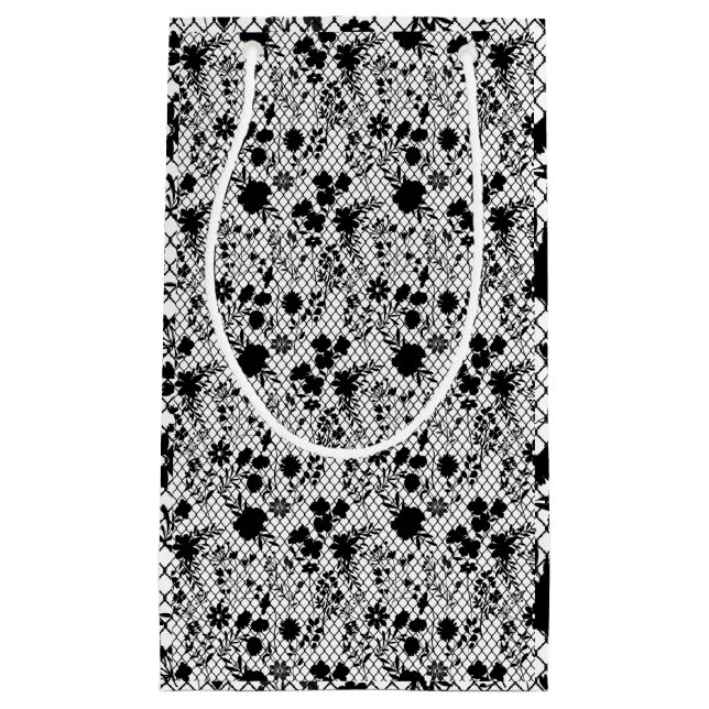 Flowers on net 01.wx4 White BG Small Gift Bag (Front)