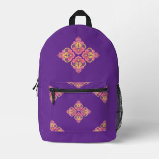 Flowers on Purple Printed Backpack
