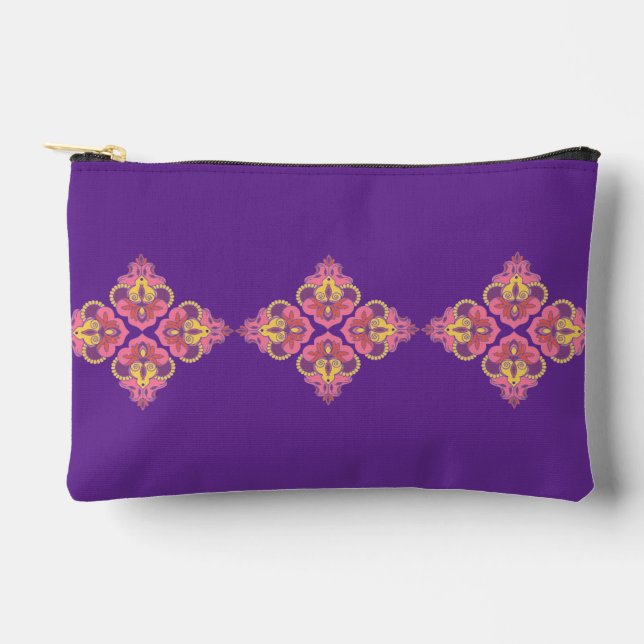 Flowers on Purple Small Accessory Pouch (Front)