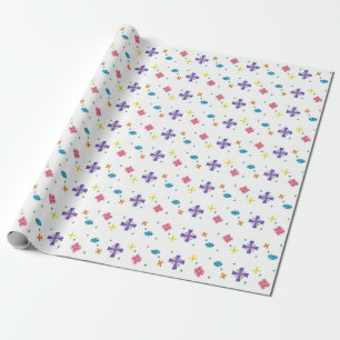 Flowers on Sharp White Gift Wrap