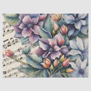 Flowers on Sheet Music Decoupage