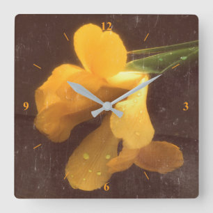 Flowers on Slate, version 3 Square Wall Clock