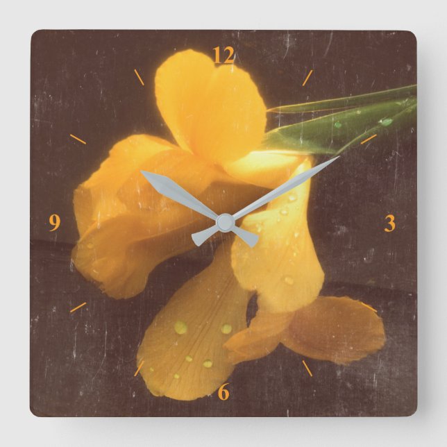 Flowers on Slate, version 3 Square Wall Clock (Front)