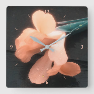 Flowers on Slate, version 4 Square Wall Clock