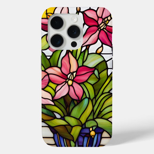 Flowers on Stained Glass Case-Mate iPhone Case (Back)