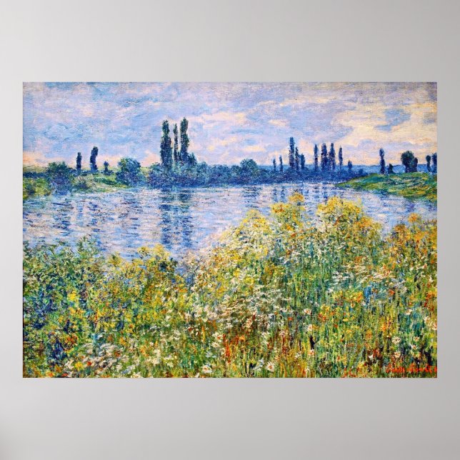 Flowers on the Banks of the Seine River Fine Art Poster (Front)