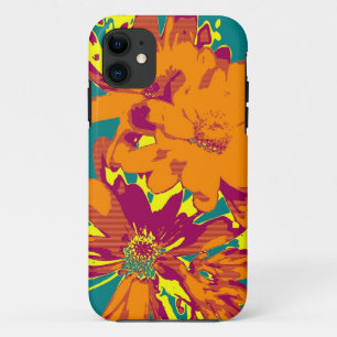 Flowers on the blue background iPhone 11 case