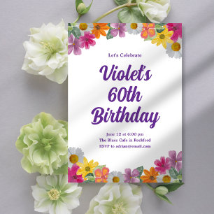 Flowers on the Edge Birthday Invitation