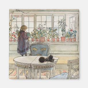 Flowers on the Windowsill, 1895 by Carl Larsson Magnet