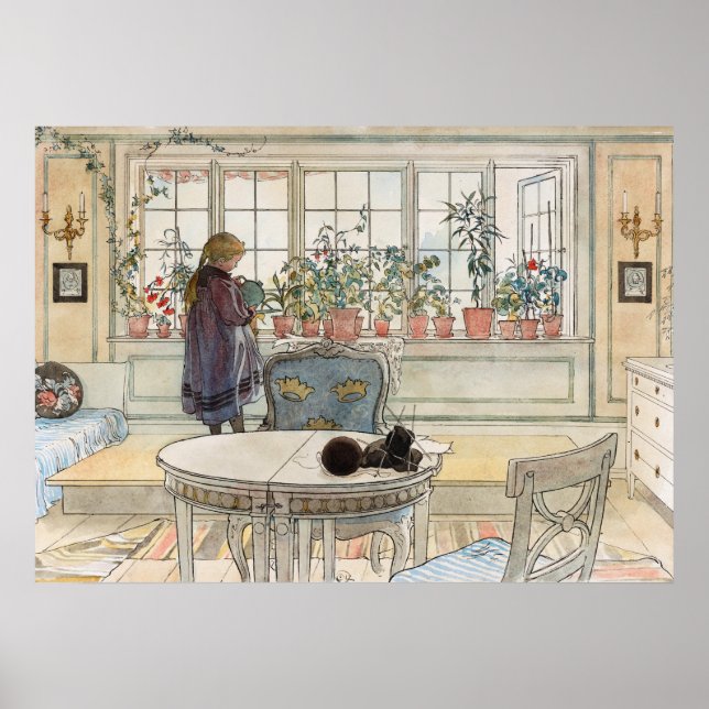 Flowers on the Windowsill, 1895 by Carl Larsson Poster (Front)