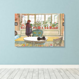 Flowers on the Windowsill by Carl Larsson Canvas Print