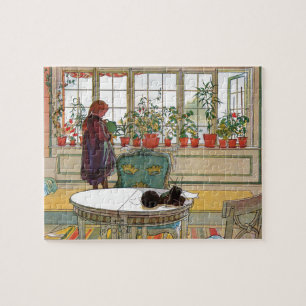 Flowers on the Windowsill by Carl Larsson Jigsaw Puzzle