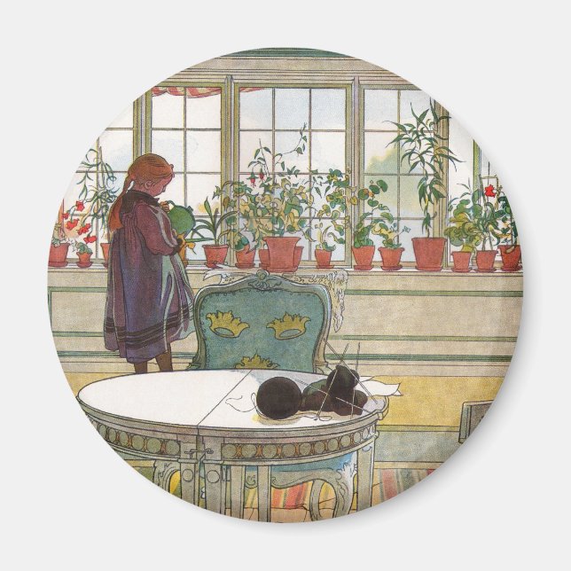 Flowers on the Windowsill by Carl Larsson Magnet (Front)