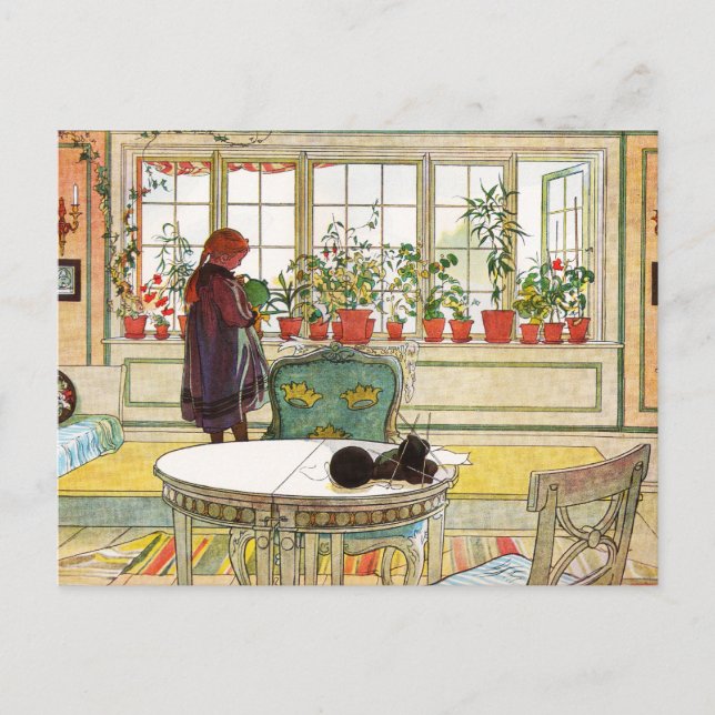 Flowers on the Windowsill by Carl Larsson Postcard (Front)