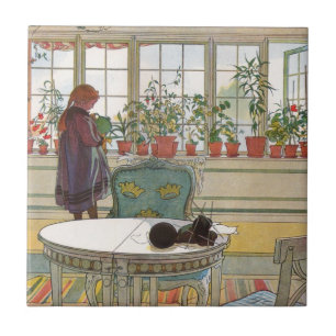 Flowers on the Windowsill by Carl Larsson Tile