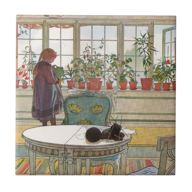 Flowers on the Windowsill by Carl Larsson Tile (Front)
