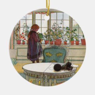 Flowers on the Windowsill From A Home Carl Larsson Ceramic Ornament