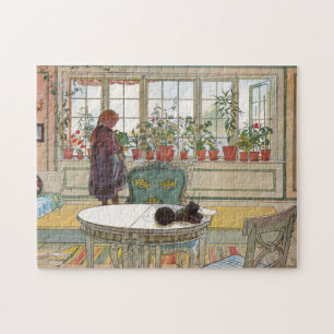 Flowers on the Windowsill From A Home Carl Larsson Jigsaw Puzzle