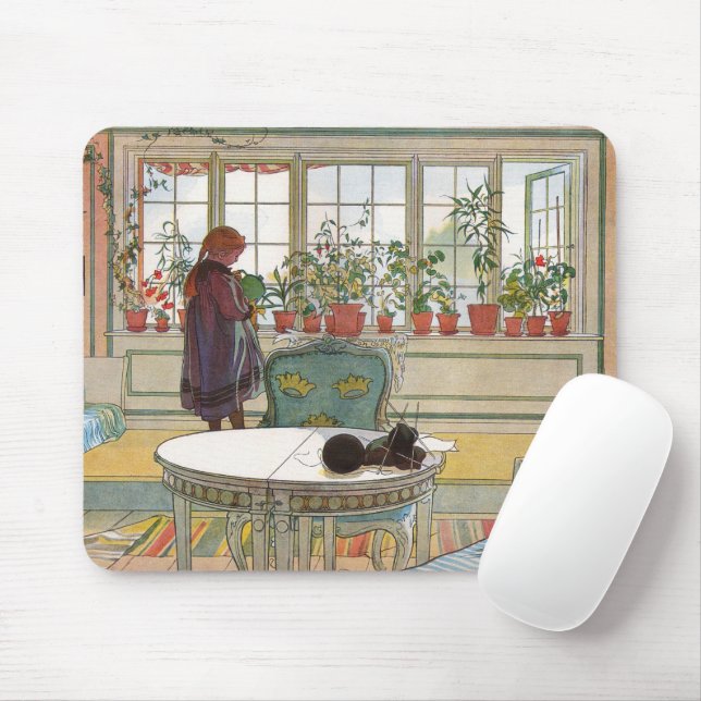 Flowers on the Windowsill From A Home Carl Larsson Mouse Pad (With Mouse)