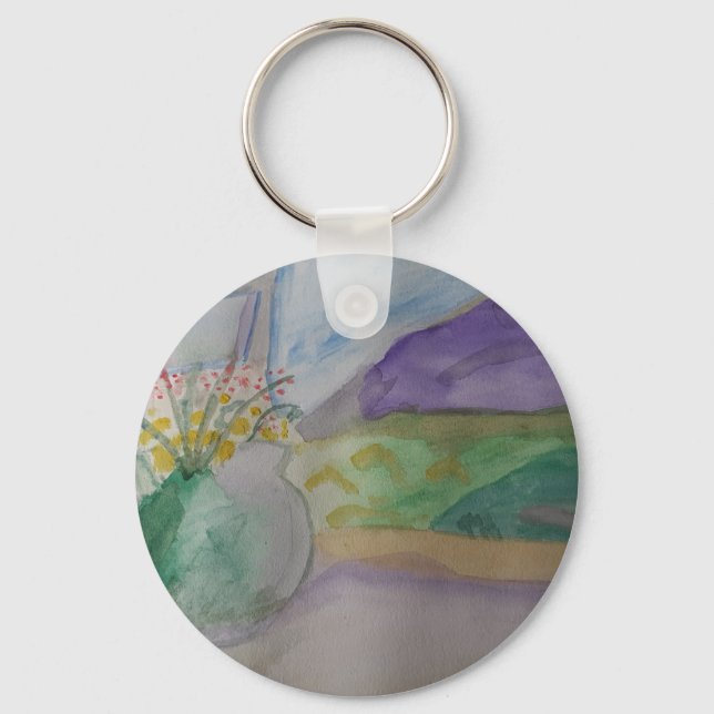Flowers On The Windowsill Key Ring (Front)