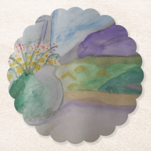 Flowers On The Windowsill Paper Coaster