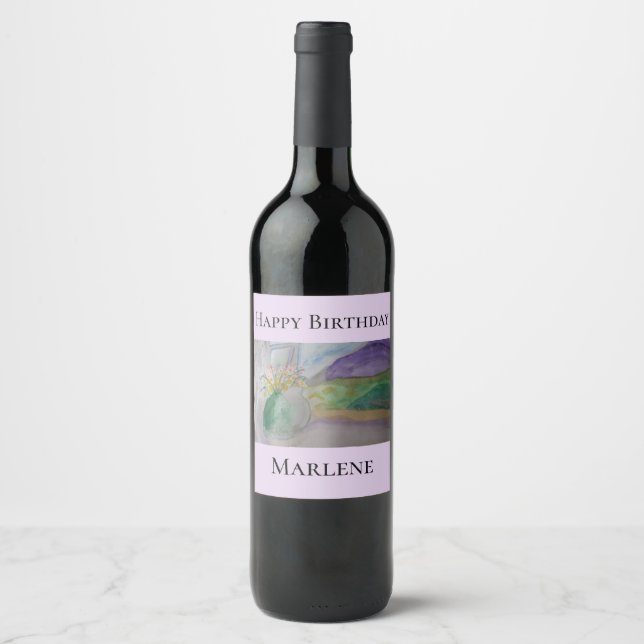 Flowers On The Windowsill Wine Label (Front)