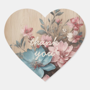 Flowers on Wood Journalling Spots Card Decor Heart Sticker