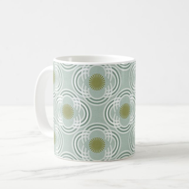 Flowers or eyes - neutral green coffee mug (Front Left)