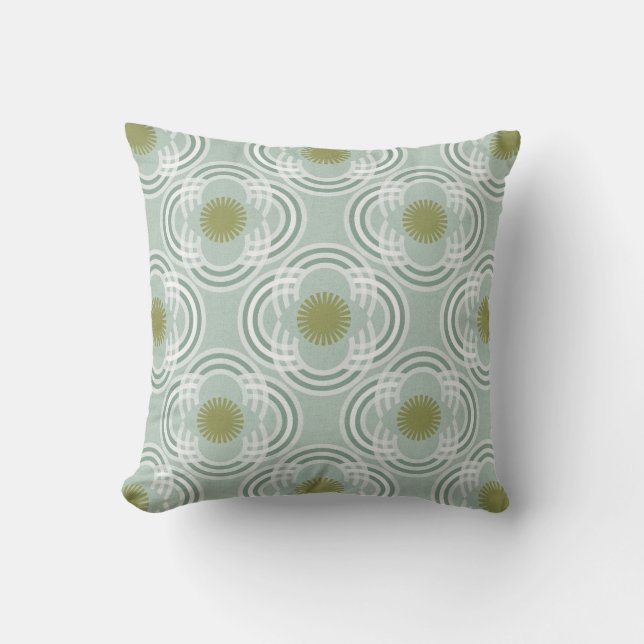 Flowers or eyes - neutral green cushion (Front)