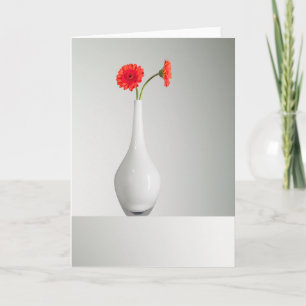 Flowers   Orange Gerbera in Vase Card