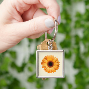Flowers   Orange Gerbera Key Ring