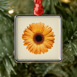 Flowers   Orange Gerbera Metal Ornament