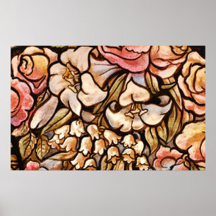 Flowers Painted on Glass Poster