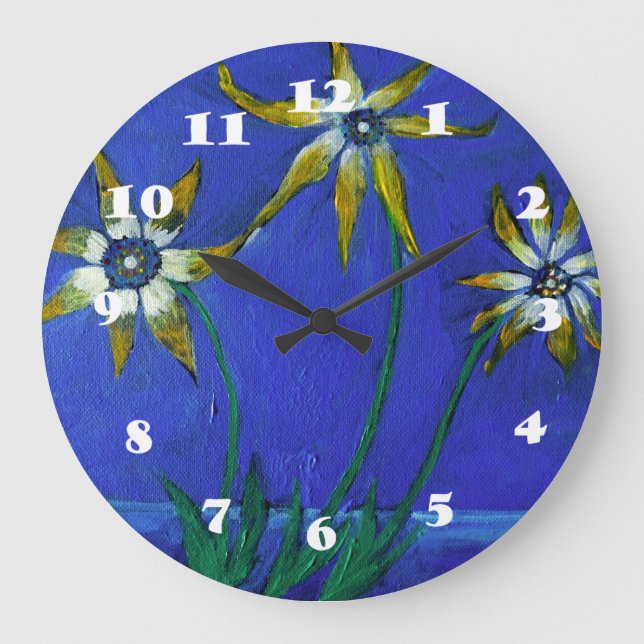 Flowers Painting  Round (Large) Wall Clock (Front)