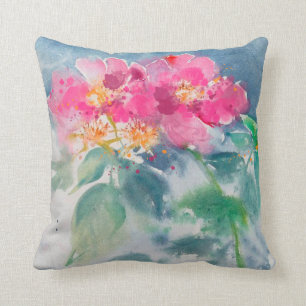 Flowers painting watercolor cushion