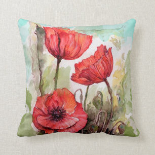 Flowers painting watercolor cushion